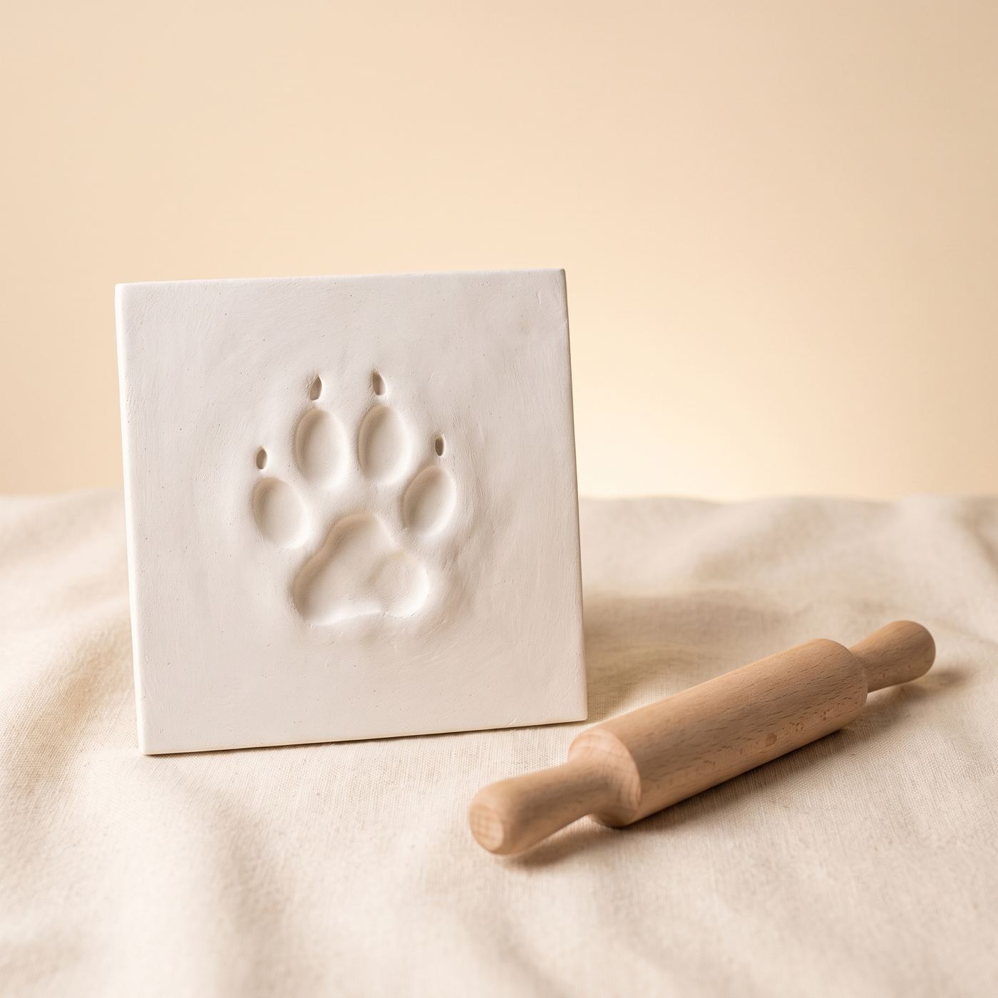 Day 1, fresh paw print pressed in soft clay