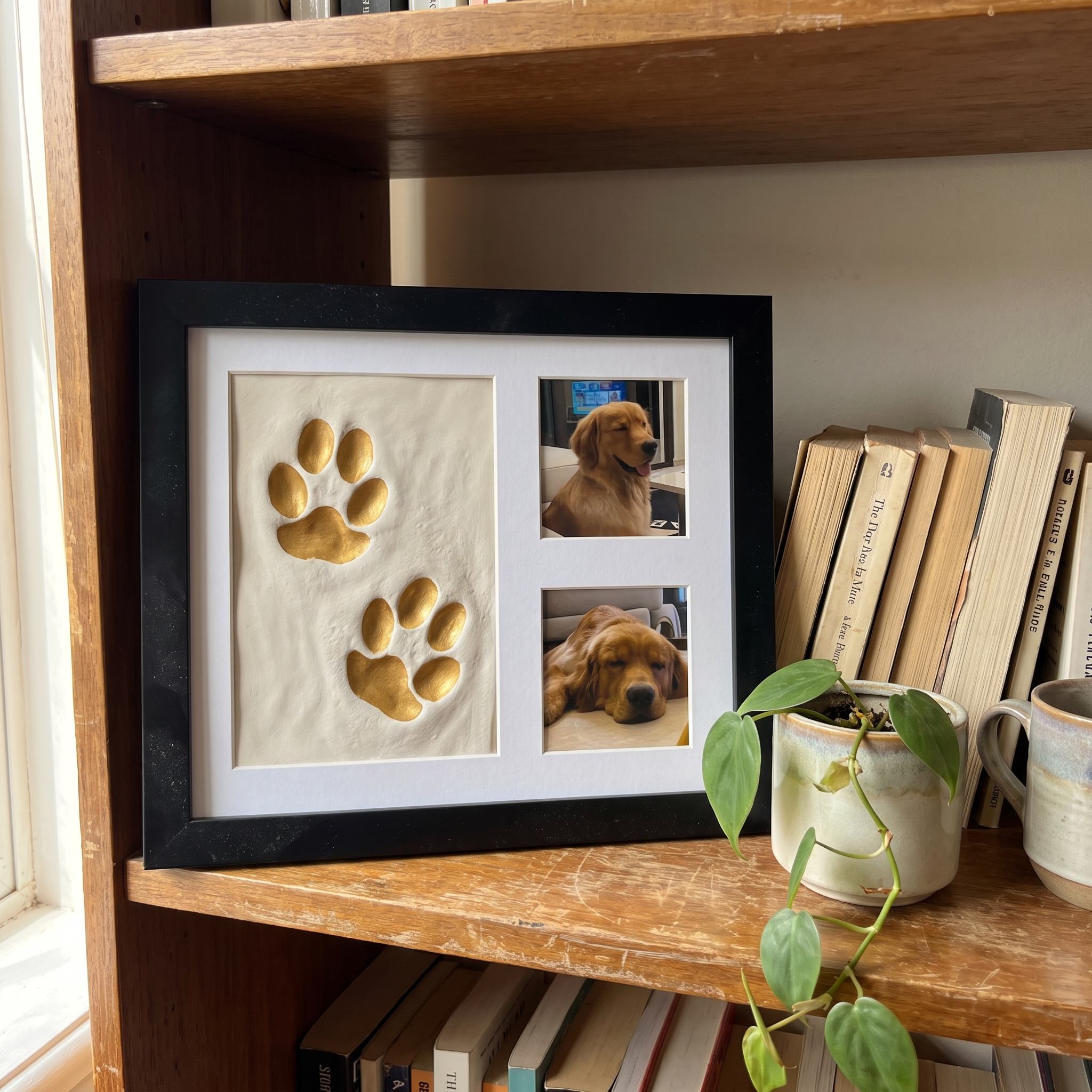 Keepsake frame displayed on a shelf